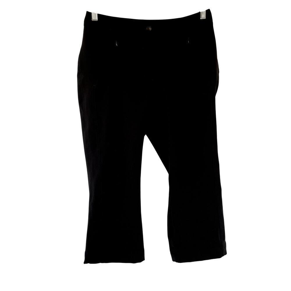 Lands' End black capri pants workout athleisure pockets women's size 0 trousers